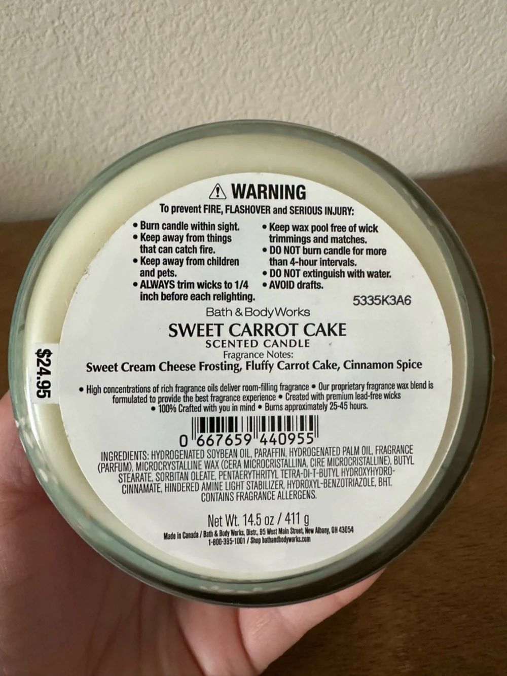 NEW Bath & Body Works SWEET CARROT CAKE 3 wick candle NEW - Picture 3 of 3